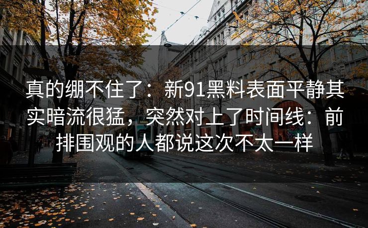 真的绷不住了：新91黑料表面平静其实暗流很猛，突然对上了时间线：前排围观的人都说这次不太一样