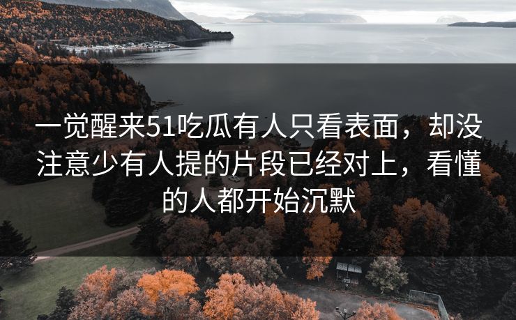 一觉醒来51吃瓜有人只看表面,却没注意少有人提的片段已经对上,看懂的人都开始沉默