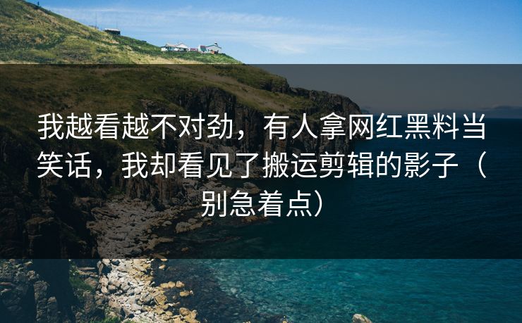 我越看越不对劲，有人拿网红黑料当笑话，我却看见了搬运剪辑的影子（别急着点）