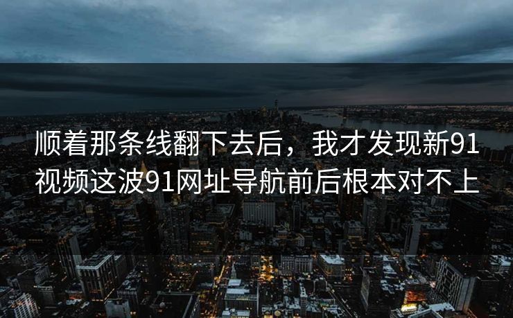 顺着那条线翻下去后,我才发现新91视频这波91网址导航前后根本对不上