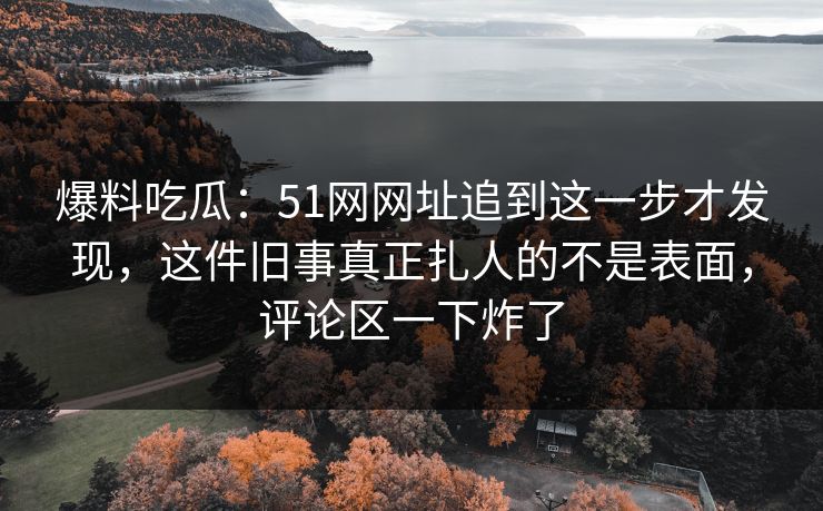 爆料吃瓜：51网网址追到这一步才发现，这件旧事真正扎人的不是表面，评论区一下炸了